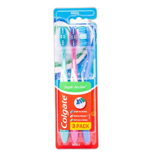 Cepillo De Dientes Colgate Triple Acción Medio 3 Unidades