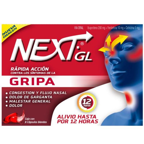 Next Gl Gripa 200Mg/10Mg/5Mg Caja X 8 Cápsulas Genomma