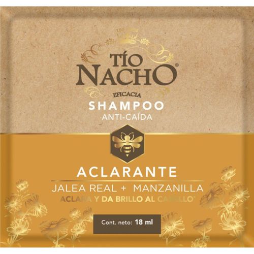 Shampoo Tío Nacho Aclarante Tira 10 Sachets 18 Ml Genomma
