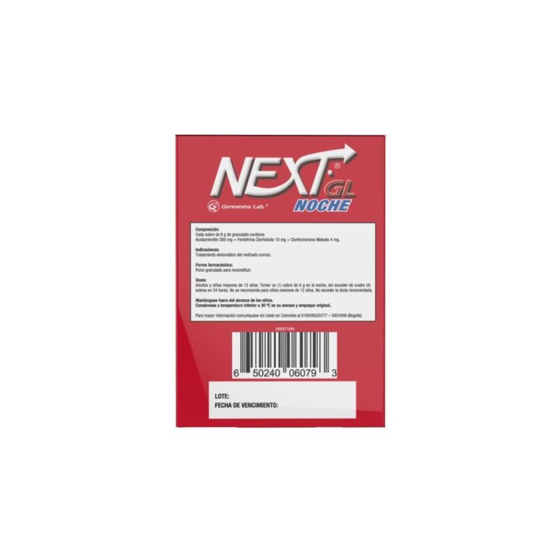 Next Noche Caja X 24 Sobres Granulado Genomma