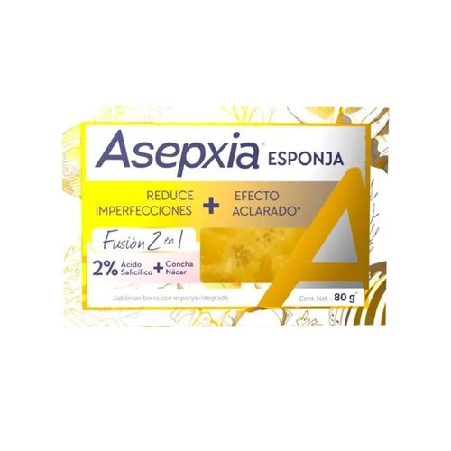 Jabón Asepxia Fusión 2x1 Con Espoja Integ 80 Gr Genomma