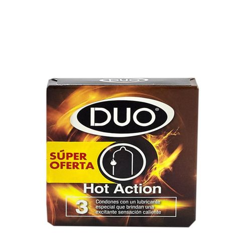 Preservativo Duo Hot Action X 3 Unidades Super Oferta Bdf