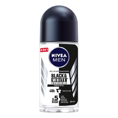 Desodorante Nivea Roll On Invisible Black White Frasco X 50 Ml Bdf