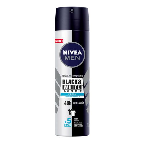 Desodorante Nivea Aerosol Black White Hombre Fresh Frasco X 150 Ml Bdf