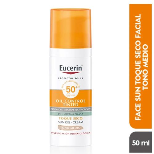Eucerin Sun Toque Seco Tinted Color Medio Fps 50 Frasco X 50Ml Bdf