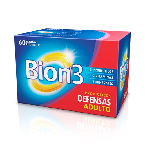 Bion3 Defensas Adulto Suplemento Con Vitaminas Minerales Y Probióticos Caja X 60 Tabletas P&G