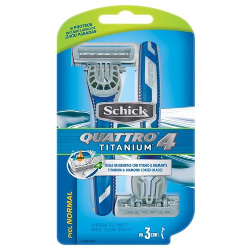 Máquina De Afeitar Schick Quattro Titanium Piel Normal X 3 Unidades Edgewell
