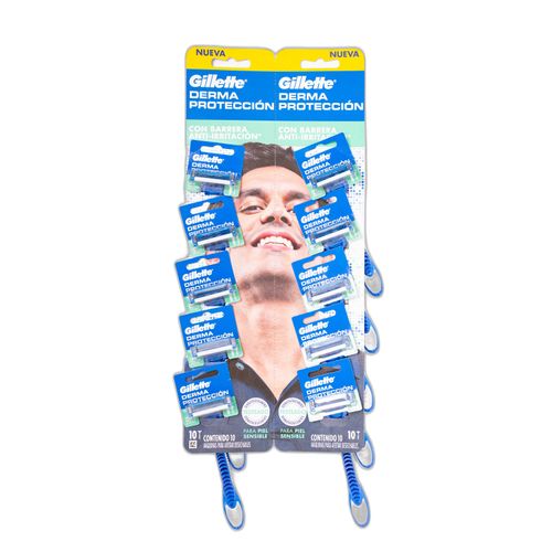 Máquina De Afeitar Gillette Derma Protección Dispensador 10 Unds Procter