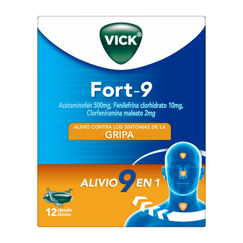 Vick Fort-9 500 Mg Caja X 12 Cápsulas P&G