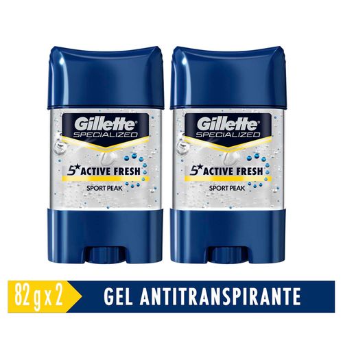 Desodorante Gillette Gel Sportpeak 82Gr 2Unidades Oferta Especial P&G