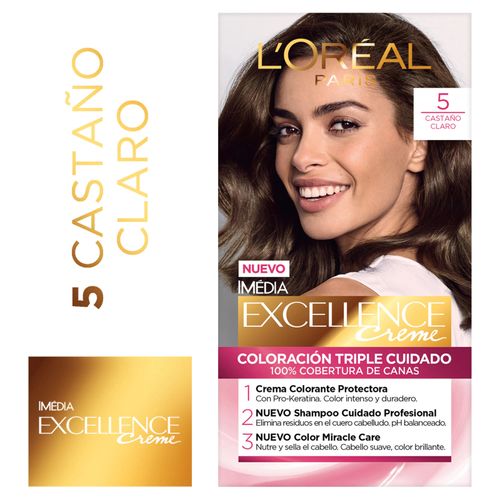 Tinte Excellence Tono 5 Castano Claro 1 Tubo X Loreal