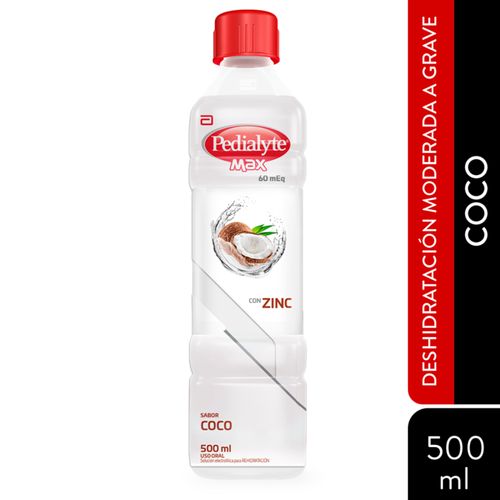 Pedialyte Suero Oral Max 60 Zinc Coco Frasco X 500 Ml Abbott