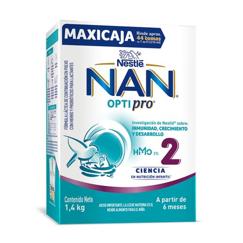 Fórmula Infantil Nan 2 Optipro Caja X X2 Unidades Bolsa X 700 Gr Nestle