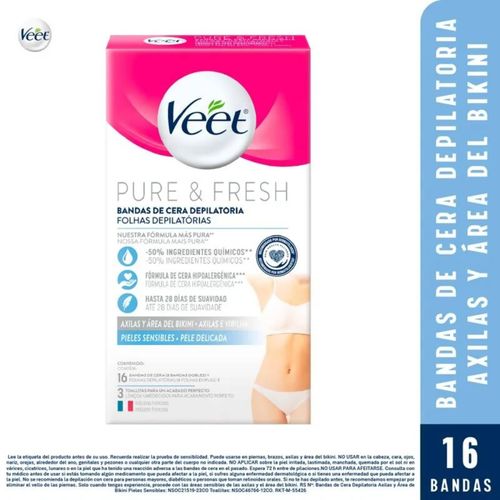 Banda Depilatoria Veet Bikini Y Axilas Piel Sensible 16 Unidades Rb Health