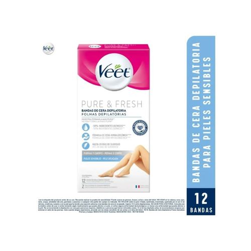 Banda Depilatoria Veet Corporal Piel Sensible Caja X 12 Unidades Rb Health