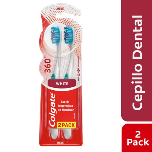 Cepillo De Dientes Colgate 360 Luminous Medium 2X1 Unidad