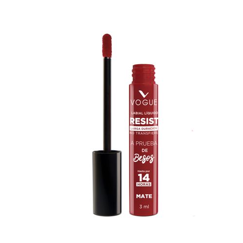 Labial Líquido Vogue Resist Prueba De Besos Tono Invencible 3 Ml