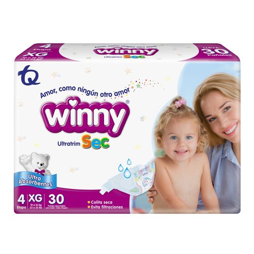 Pañal Winny Ultra Sec Etapa 4 Paca X 30 Unidades Tecnoquímicas