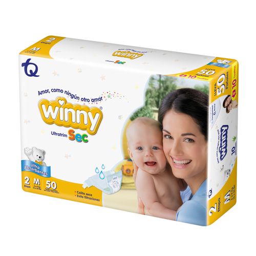 Pañal Winny Sec Etapa 2 + Tollitas Húmedas 10 Aloe Paca X 50 Unidades Tq