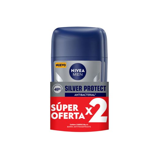 Desodorante Nivea Silver Men 2 Barras 50 Ml Bdf