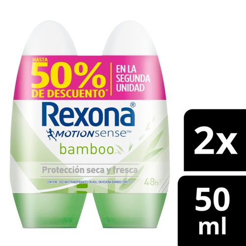 Desodorante Rexona Roll On Bambu 53 Gr X2 Precio Especial Unilever