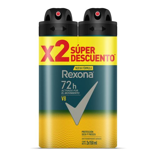 Desodorante Rexona Aerosol V8 Men 2 Unidades 89 Gr Precio Esp Unilever