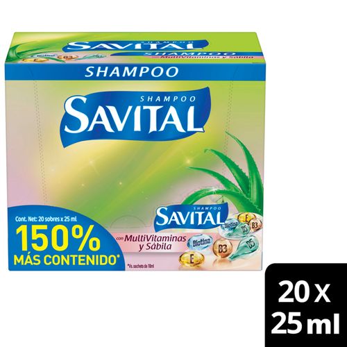 Shampoo Savital Multivitaminas Caja X 20 Sobres 25 Ml Unilever