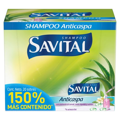 Shampoo Savital Caspa Té Y Seda 27 Ml 20 Sobres Unilever