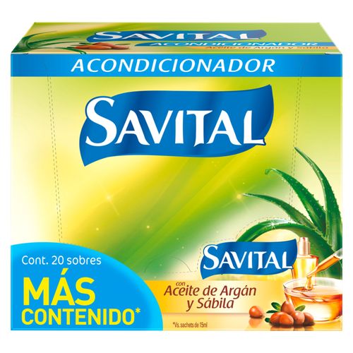 Acondicionador Savital Argan Caja X 20 Sobres 25 Ml Unilever