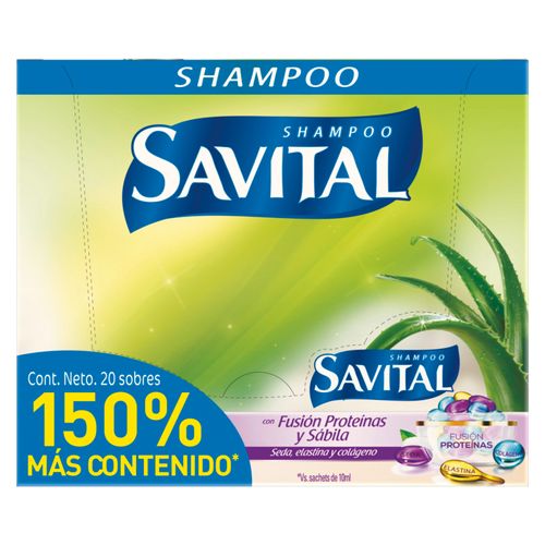 Shampoo Savital Fusión Proteínas 25 Ml Caja X 20 Sobres Unilever