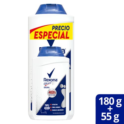 Talco Rexona Efficient 180 Gr + Frasco X 55 Gr Oferta Unilever