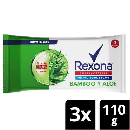 Jabón Rexona Antibacterial Bamboo Aloe 3 Und 110 Gr Unilever