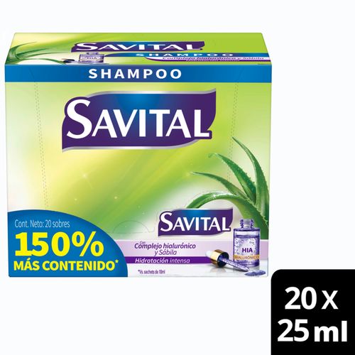 Shampoo Savital Hialuronico Doypack 25 Ml Caja X 20 Sobres Unilever