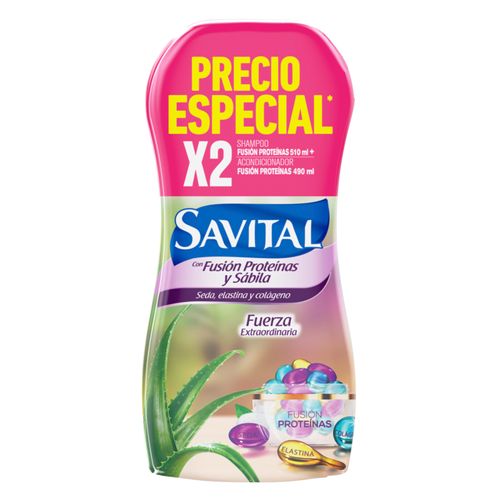 Shampoo Savital Fusión Proteínas 510Ml + Acondicionador 490 Unilever