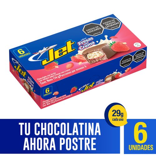 Chocolatina Jet Fresas Con Crema 24 Pleg 6 Und 29 Gr Nutresa