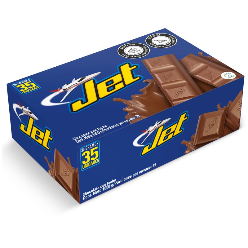 Chocolatina Jet Leche 35 Unidades Caja
