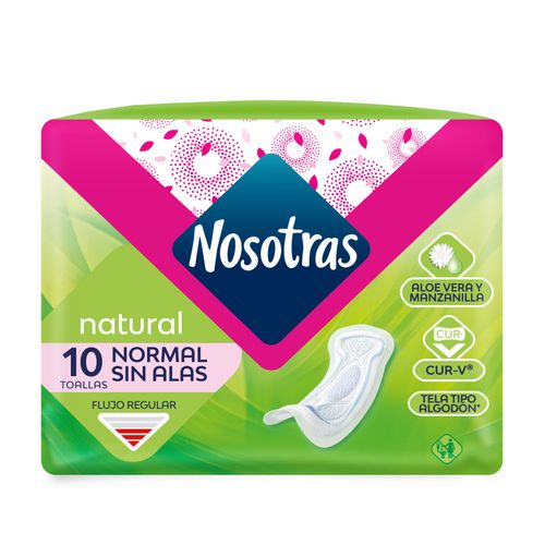 Toallas Higiénicas Nosotras Natural Normal Paquete X 10 Unidades Familia