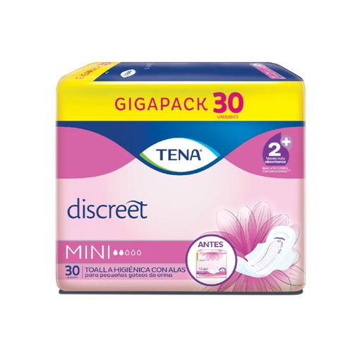 Toallas Higiénicas Tena Mujer Mini Alas Paquete X 30 Unidades Familia