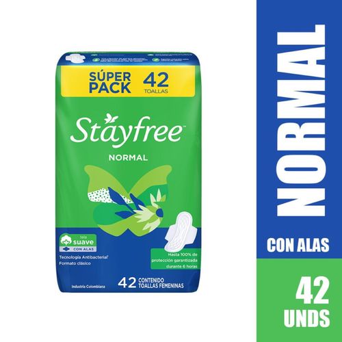 Toallas Higiénicas Stayfree Alas Clásica Gel Display 42 Unidades Johnson