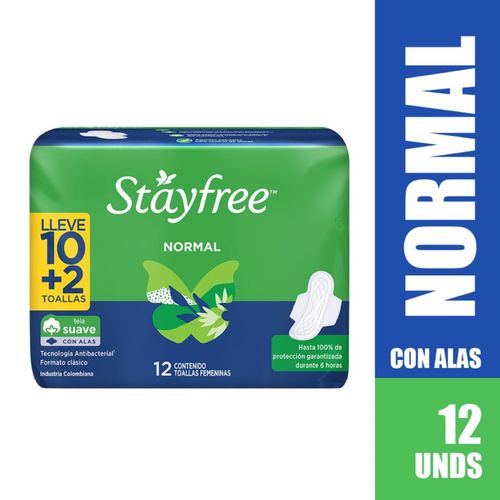 Toallas Higiénicas Stayfree Especial Con Alas Pague 10 Lleve X 12 Unidades - Johnson'S