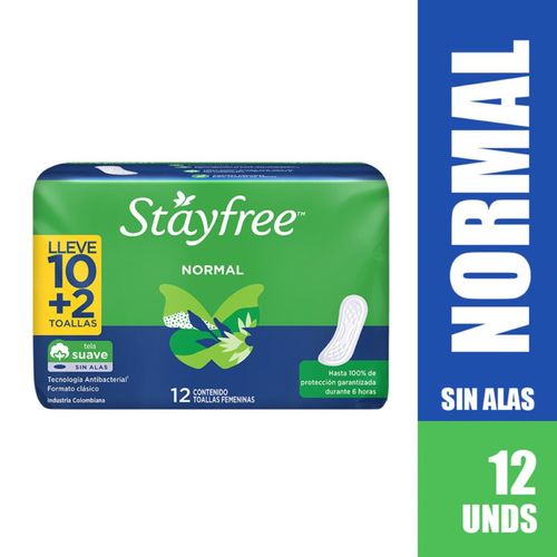 Toallas Higiénicas Stayfree Especial Sin Alas Pague 10 Lleve X 12 Unidades - Johnson'S