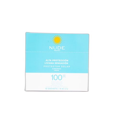 Protector Solar Nude Spf 100 Liviana Display 12 Sobres 8 Ml Prebel