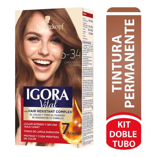 Tinte Igora Vital Chocolate Dorado + Tubo X 50 Estuche 6-34 Henkel