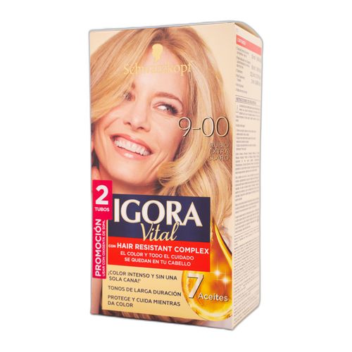 Tinte Igora Vital Rubio Extra + Tubo X 50 Ml Estuche 9-00 Henkel