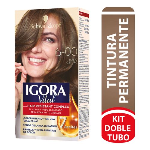 Tinte Igora Vital Rubio Oscuro + Tubo X 50 Ml Estuche 6-00 Henkel