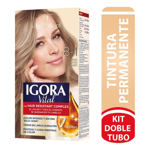 Tinte Igora Vital Rubio Claro Cenizo + Tubo X 50 Ml Estuche 8-1 Henkel
