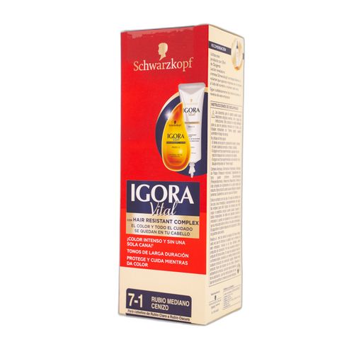 Tinte Igora Vital Rubio Mediano Cenizo Tubo X 50 Ml 7.1 Henkel