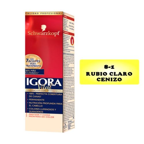Tinte Igora Vital Rubio Claro Cenizo Tu 8.1 Henkel