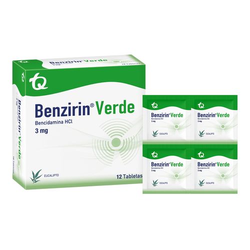Benzirin Verde Eucalipto 3 Mg Caja X 12 Tabletas Tecnoquímicas