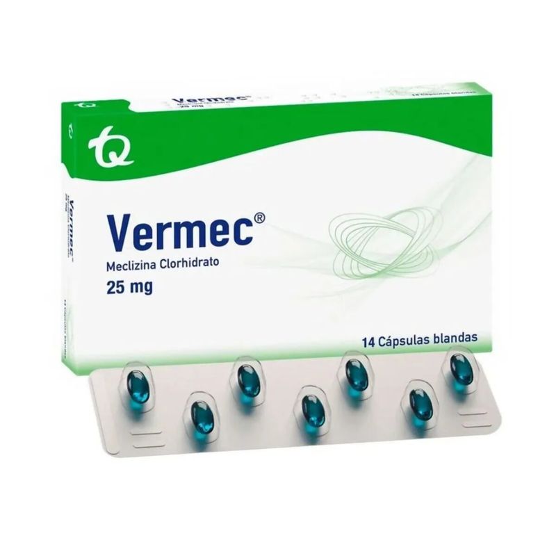 Vermec Meclizina 25 Mg Caja x 14 Cápsulas